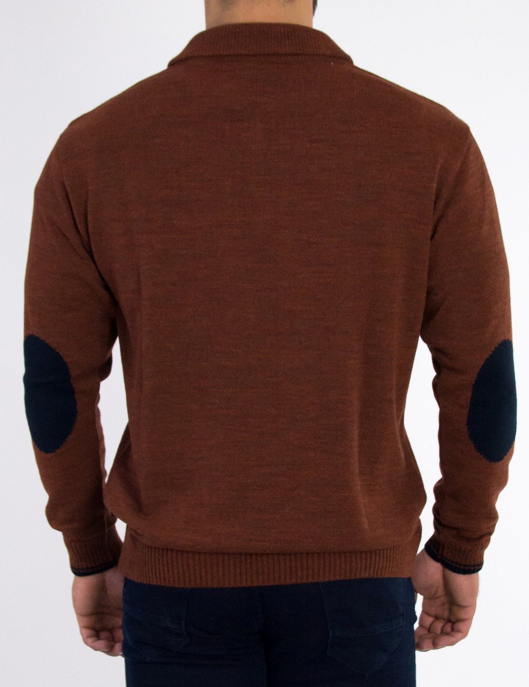 Ανδρικό εκάι πουλόβερ μονόχρωμο με γιακά Darious 18566Y φωτογραφία